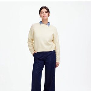 NWT Madewell Sweater Womens SoftWool Boxy Crewneck Ivory Wool Cashmere Blend